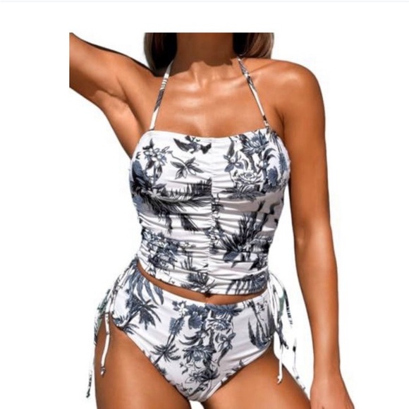 Floral Print Halter Bikini Set - Picture 1 of 3